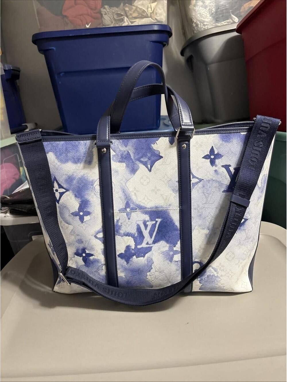 LOUIS VUITTON LV Weekend Tote GM 2 Way Shoulder M45755  Monogram Watercolor Blue